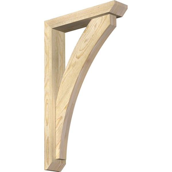 Ekena Millwork Thorton Slat Rough Sawn Bracket w/ Offset Brace, Douglas Fir, 4"W x 18"D x 30"H BKT0402X18X30THR06RDF - main